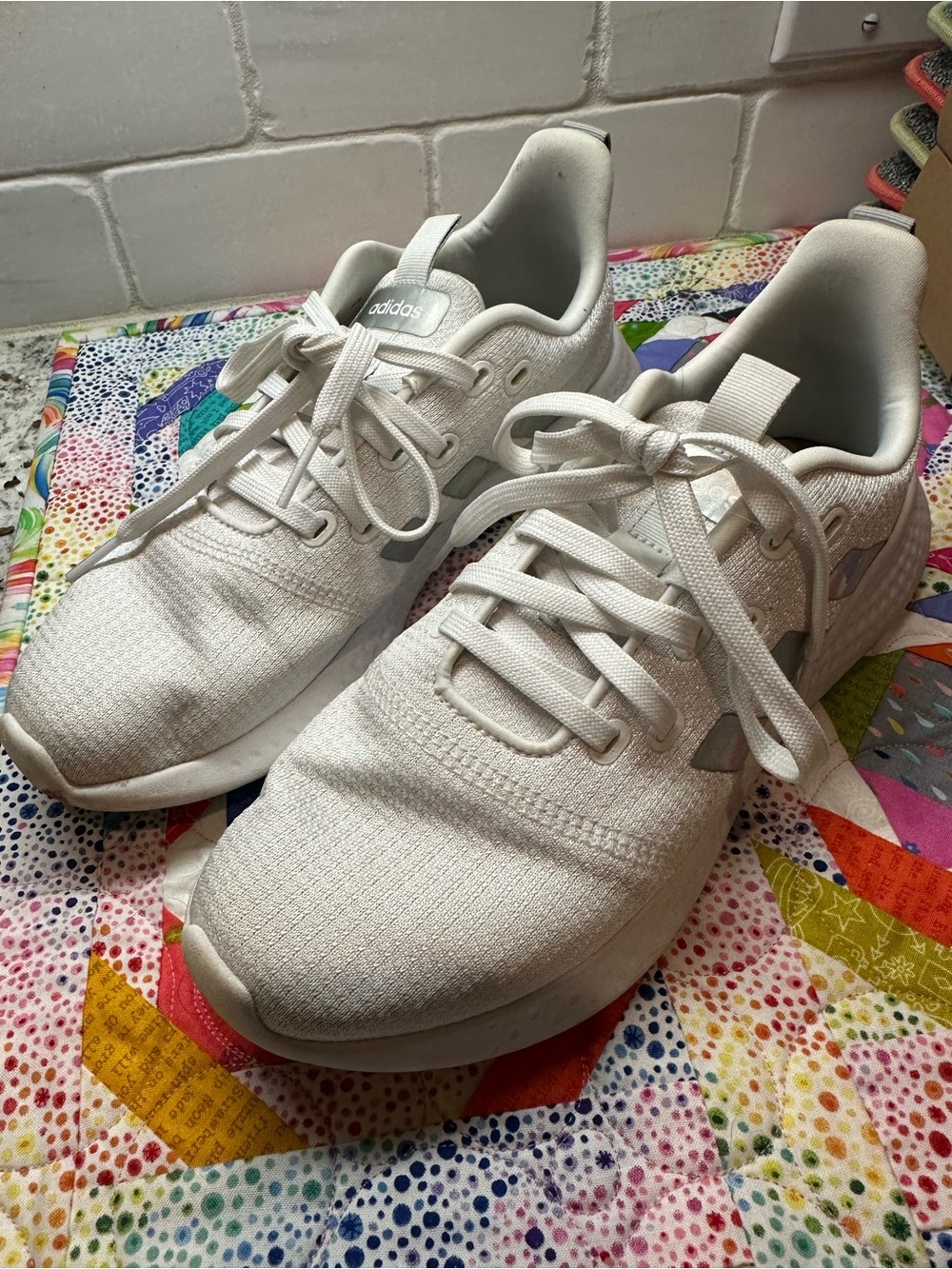 adidas Cloudfoam White and Gray Comfort Insole Sneakers